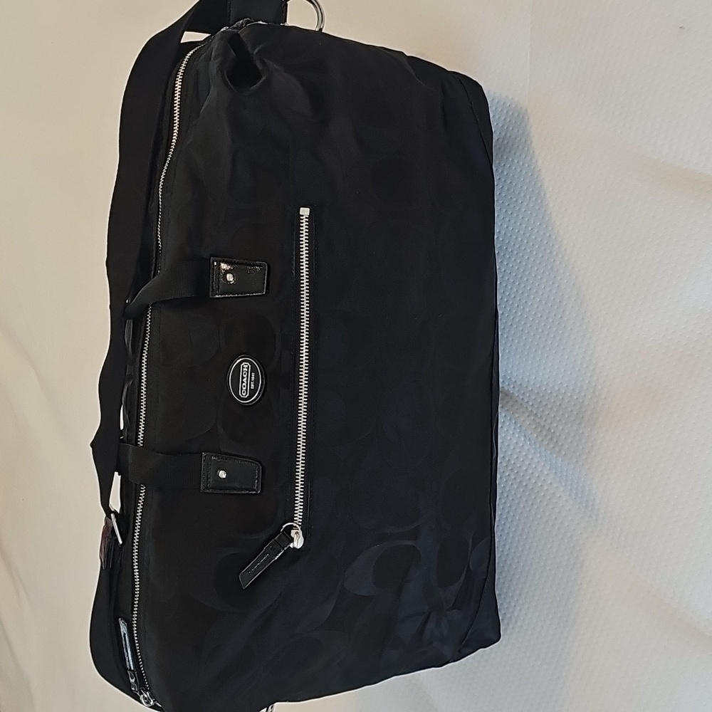 Coach Large Solid Black Logo Print Getaway Travel Weekender